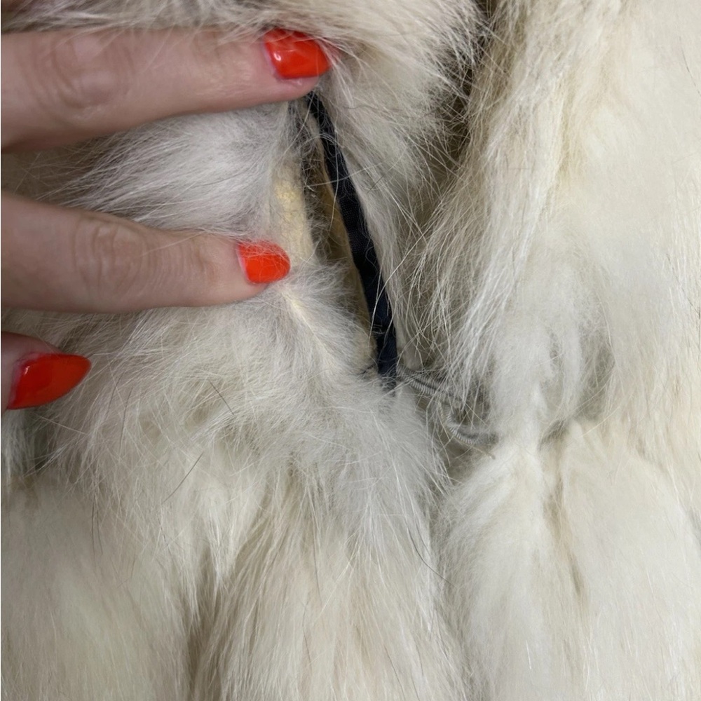Vintage White Fox Fur Patchwork Leather Jacket Coat Ivory Evan’s 60s 70s M RARE - Picture 9 of 15